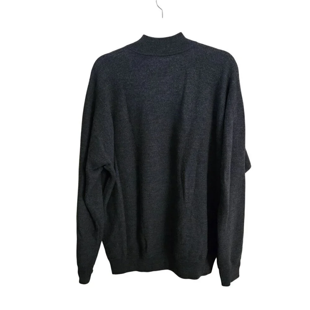Turtleson Walt BirdsEye Quarter Zip Pullover Gray Golf Merino Wool Size 2XL
